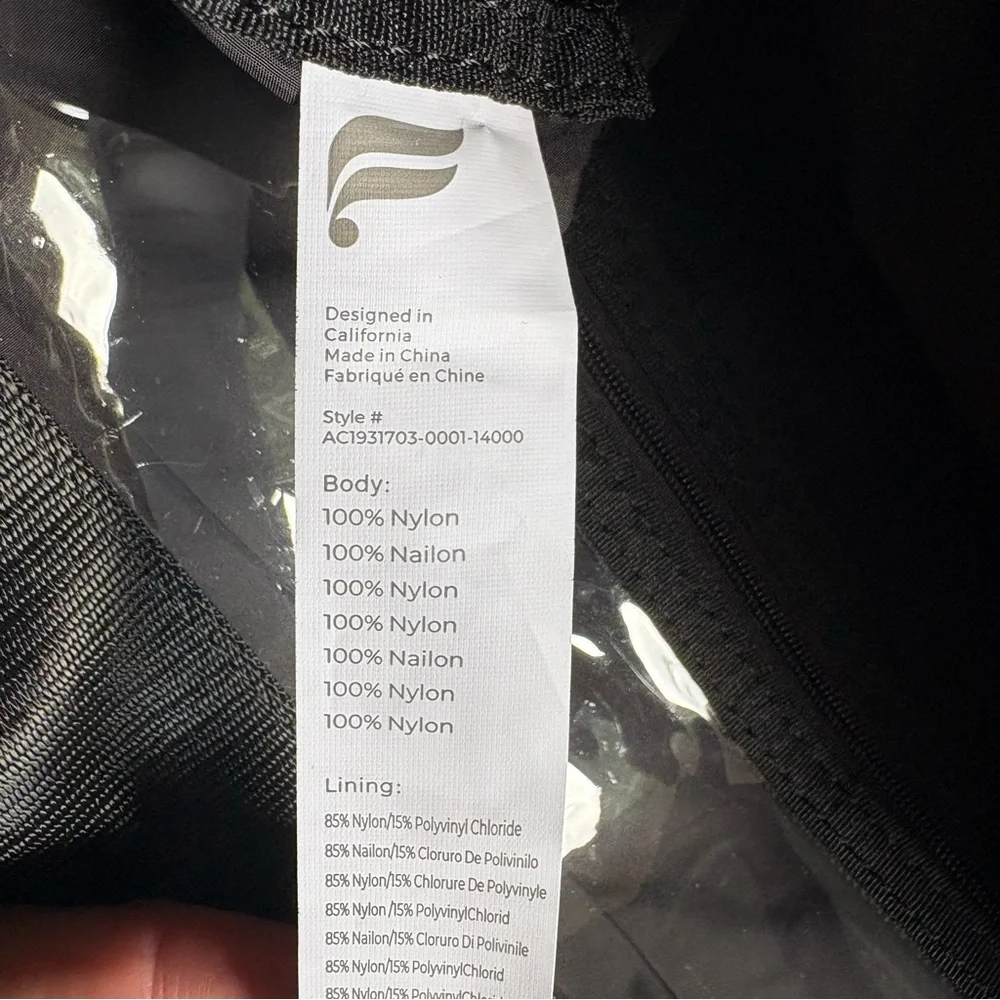 Fabletics Grip 5 Pocket Tote Bag Zip Shoulder Strap Fold Over Snap Closure Black